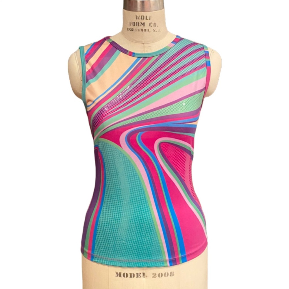 ABS by Allen Schwartz Tank Top Women’s Small Sequin Disco Abstract